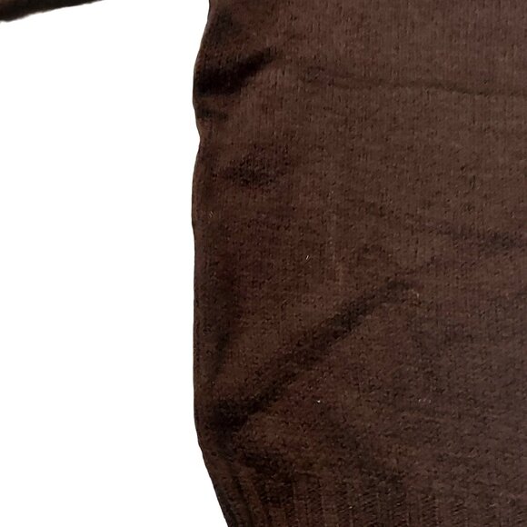 Retro Vintage 1940s-1950s Chocolate Brown V-Neck Long Sleeve Knit Sweater - Picture 11 of 16
